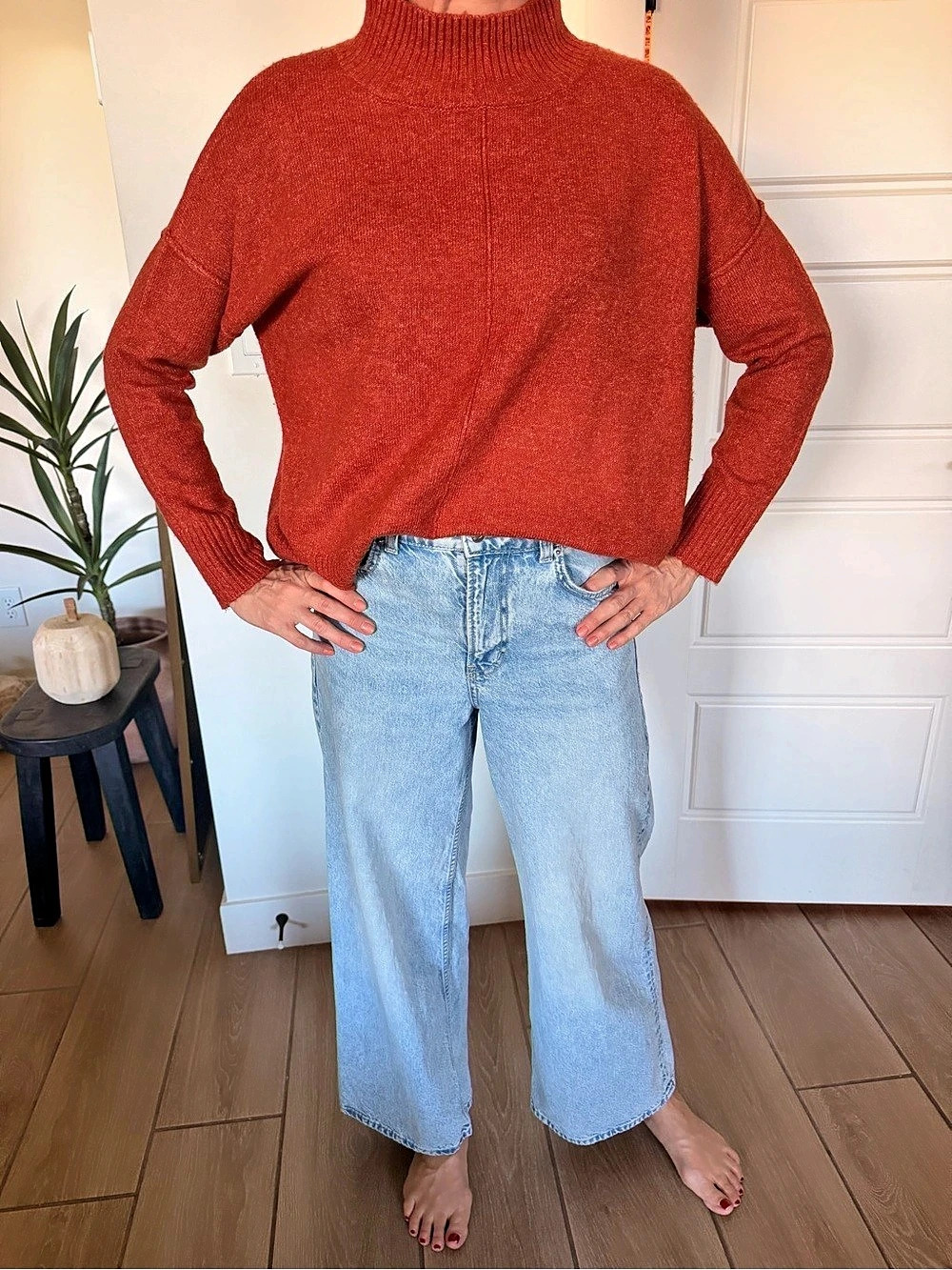 Vince Camuto Oversized Turtleneck Sweater Red Medium